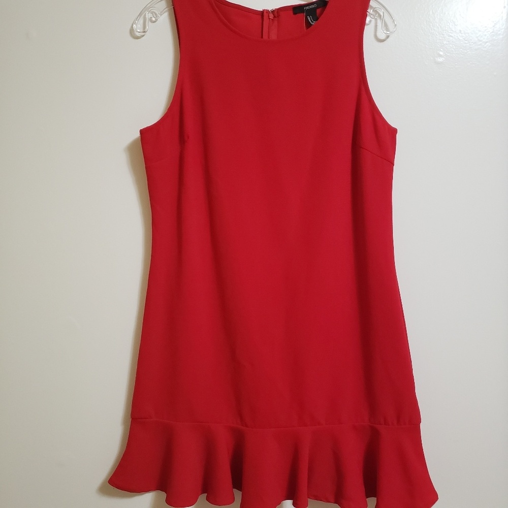 Forever 21 A-Line Red Dress with Ruffle Hem NWT
